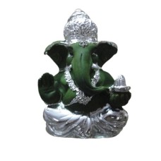Ganesha Silver Plated Mukut Green